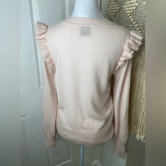 NWOT QI CASHMERE Women's Pink Ruffle Sweater - Picture 5 of 5